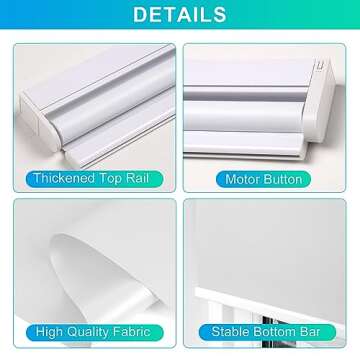 Allesin Motorized Roller Blinds with Remote Control for Windows, Blackout Smart Roller Shade, Battery Powered Electric Smart Blind (White,H72 x W34)