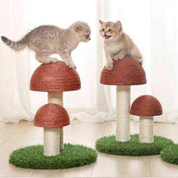 Cat Scratching Post, Mushroom Claw Scratching Post for Kitty, Natural Sisal Cat Scratchers Pole, 15x...
