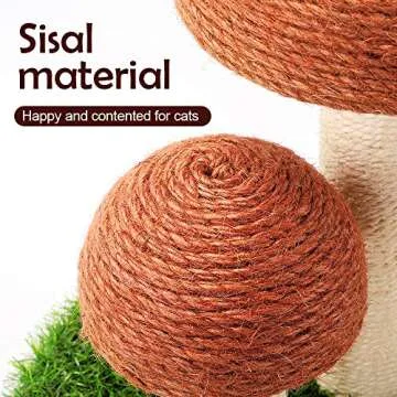 Cat Scratching Post, Mushroom Claw Scratching Post for Kitty, Natural Sisal Cat Scratchers Pole, 15x12 Inch Cat Interactive Toys