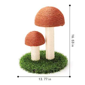 Cat Scratching Post, Mushroom Claw Scratching Post for Kitty, Natural Sisal Cat Scratchers Pole, 15x12 Inch Cat Interactive Toys