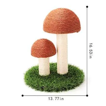 Cat Scratching Post, Mushroom Claw Scratching Post for Kitty, Natural Sisal Cat Scratchers Pole, 15x12 Inch Cat Interactive Toys