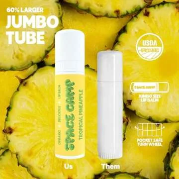 Space Camp Wellness Jumbo Lip Balm - Pool Club Pack Variety Flavored Balm (Tropical Pineapple, Sweet Vanilla, and Coconut Cream) - 3 Pack