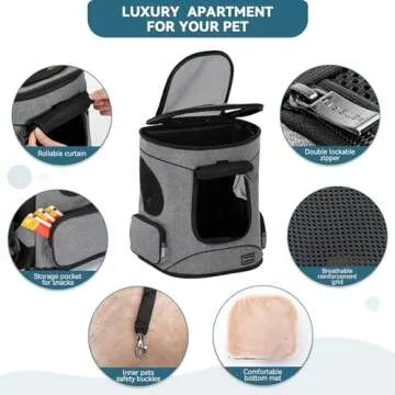Petsfit Pet Backpack Carrier with Upgrade Waist Cushion Design to Better Fit The Waist, Suitable for Small and Medium Cats, and Rabbits up to 18 Pounds