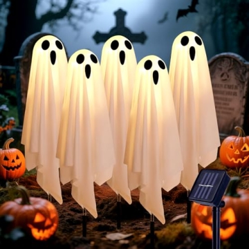Halloween Decorations Solar Halloween Ghost Lights - Outdoor Ground Stake Spooky Decorations Ghosts ...