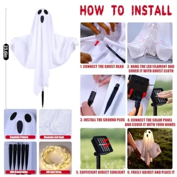 Solar Halloween Ghost Lights for Spooky Outdoor Decor