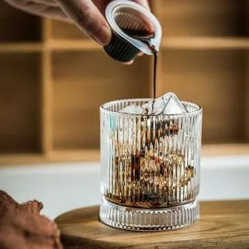 Elegant Ribbed Glass Cups Set - Premium Drinking Glassware