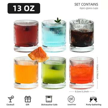 Elegant Ribbed Glass Cups Set - Premium Drinking Glassware