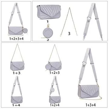 Small Quilted Crossbody Bags for Women Stylish Designer Purses and Handbags with Coin Purse including 2 Size Bag (Grey)
