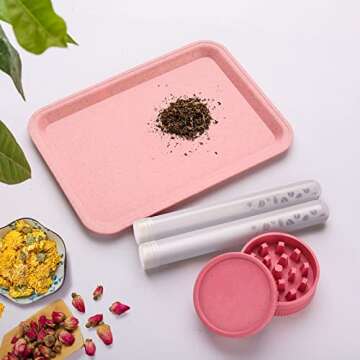 Yannabis 2.2 Inch Herb Grinder Combo Includes Rolling Tray,Plastic Container and 4 Pre Rolled Papers