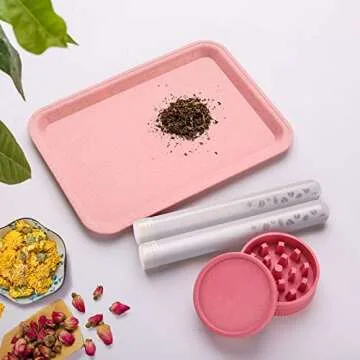 Yannabis 2.2 Inch Herb Grinder Combo Includes Rolling Tray,Plastic Container and 4 Pre Rolled Papers