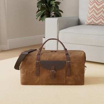Waterproof Canvas Genuine Leather Oversized Travel Duffel Bag