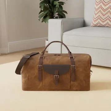 Waterproof Canvas Genuine Leather Oversized Travel Duffel Bag