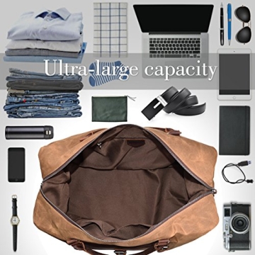 Waterproof Canvas Genuine Leather Oversized Travel Duffel Bag