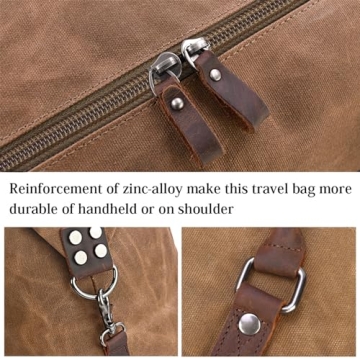 Waterproof Canvas Genuine Leather Oversized Travel Duffel Bag