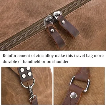 Waterproof Canvas Genuine Leather Oversized Travel Duffel Bag