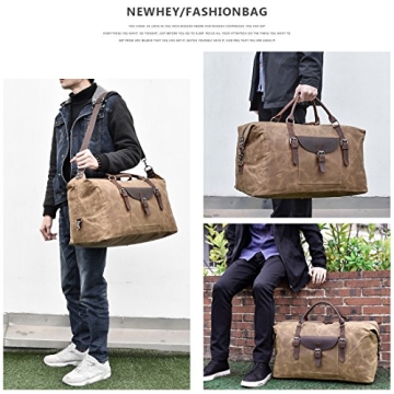 Waterproof Canvas Genuine Leather Oversized Travel Duffel Bag