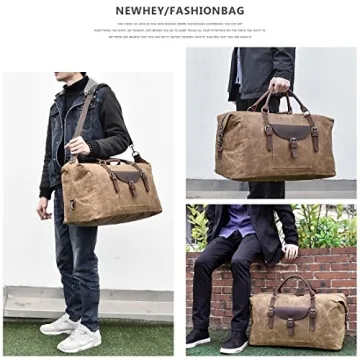Waterproof Canvas Genuine Leather Oversized Travel Duffel Bag
