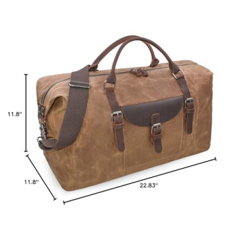Waterproof Canvas Genuine Leather Oversized Travel Duffel Bag