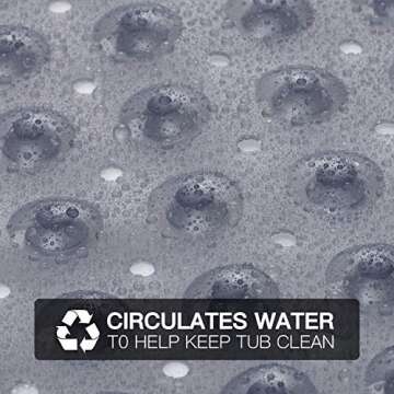 YINENN Bath and Shower Safety Mats 40x16 inch, Non Slip with Suction Cups for Bathroom Stall and Tub Floor, Extra Large and Machine Washable, Drain Holes Keep Bathtub Clean, Clear Gray