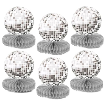 yafuidil 6 Pcs Disco Theme Party Honeycomb Centerpieces, 3D Glitter Table Toppers for Men Women, Sli...
