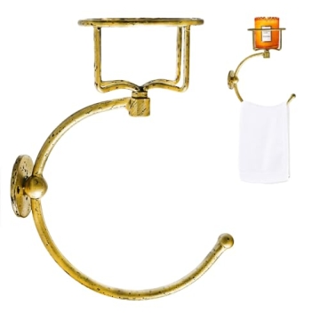 ICCTUO Hand Towel Holder for Bathroom Wall, Vintage Towel Hook with Candle Holder