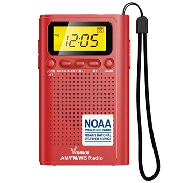 Vondior Portable NOAA Weather Radio, Battery Operated Emergency NOAA/AM/FM Radio with Best Reception...