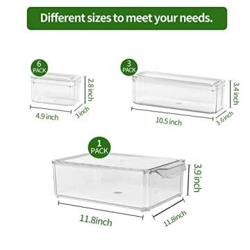 Yustuf 10-pack Clear Stackable Refrigerator Organizer Bins with 4 liners, Plastic Pantry Organization and Storage Bins with lids Vegetable Fruit Storage Containers for Fridge