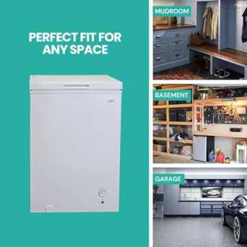 Koolatron Deep Freezer - Chest Freezer, 1 Wire Basket, Garage Ready, Meat Storage, Front Drain, Congelador For Home, Apartment, Basement, Dorm, Cottage, Manual Defrost, Stand Up, 3.5 Cubic Feet, White