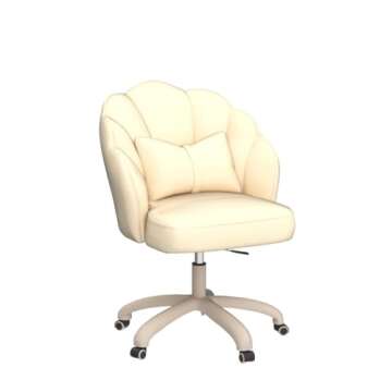 XUEGW Cute Petal Desk Chair Velvet Home Office Butterfly Chairs with Bow Cushion Makeup Vanity Chair for Bedroom Computer Task Chairs