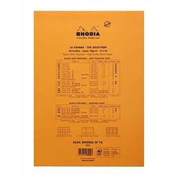 Rhodia Notepad, No18 A4, Plain - Orange, 8 1/4" x 11 3/4" (18000C)