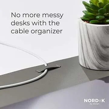 Nordik Leather Desk Mat Cable Organizer - Alaskan Gray 35 X 17 inch - Premium Extended Mouse Mat for Home Office Accessories - Non-Slip Vegan Leather Desk Pad Protector & Desk Blotter Pad
