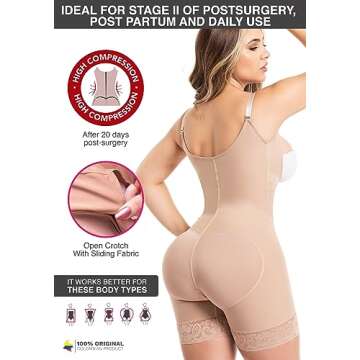 Salome Fajas Colombianas Shapewear for Women Postparto and Postsurgery Reductoras y Moldeadoras Blac...