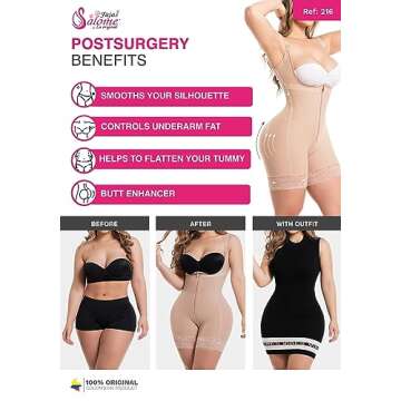 Salome Fajas Colombianas Shapewear for Women Postparto and Postsurgery Reductoras y Moldeadoras Black XL