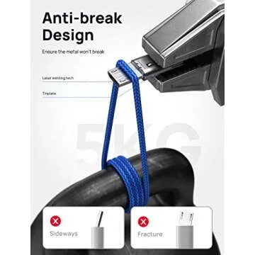 JSAUX Micro USB Cable Android Charger, (2-Pack 6.6FT) Kindle Charger Cord Replacement, Nylon Braided USB Micro Charging Cable Compatible with Galaxy S7 S6 J7 Edge Note 5, Kindle, MP3-Blue