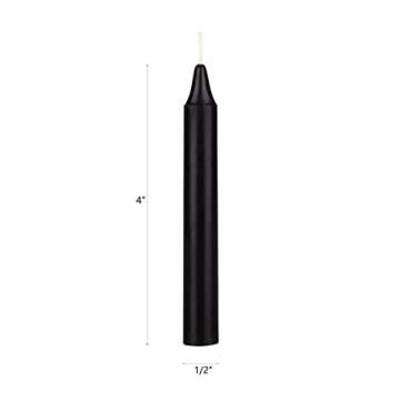 Mega Candles 40 pcs Unscented Black Exquisite Mini Taper Spell Candles, 4 Inch Tall x 1/2 Inch Diame...