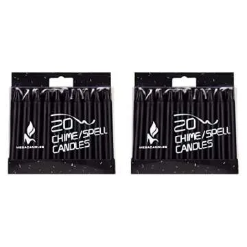 Mega Candles 40 pcs Unscented Black Exquisite Mini Taper Spell Candles, 4 Inch Tall x 1/2 Inch Diameter, Magic Chimes, Enchantment, Casting Rituals, Witchcraft, Wiccan, Altar, Metaphysical