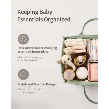 Blissful Diary Baby Diaper Caddy Basket, Stylish Diaper Caddy Organizer With A Diaper Storage Bag - ...