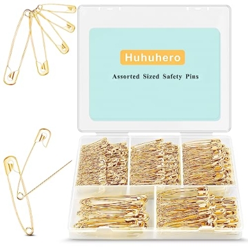 Safety Pins Assorted Pack - 340 Heavy Duty Pins in 5 Sizes for Crafting & Sewing
