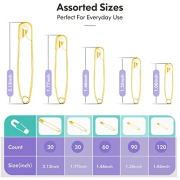 Safety Pins Assorted Pack - 340 Durable, Versatile Pins