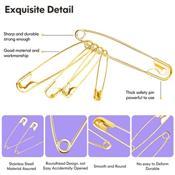 Safety Pins Assorted Pack - 340 Durable, Versatile Pins