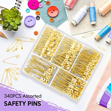 Safety Pins Assorted Pack - 340 Durable, Versatile Pins