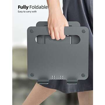 Nulaxy Height Adjustable Laptop Stand for Desk, Dual Foldable Aluminum Computer Riser, Pull Out Design Ergonomic Sit to Notebook Holder Convertor, Compatible with All 10-17" Laptops, Tablets, Gray