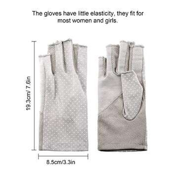 Maxdot Sun Gloves for Women - Fingerless Non-Slip UV Protection Driving Gloves (2 Pairs, Gray and Kh...