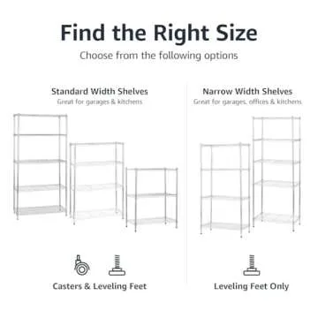 Amazon Basics 3-Shelf Adjustable Heavy Duty Steel Wire Rack Storage Shelving Organizer for Kitchen, Garage, 23.2" L x 13.4" W x 30" H, Chrome