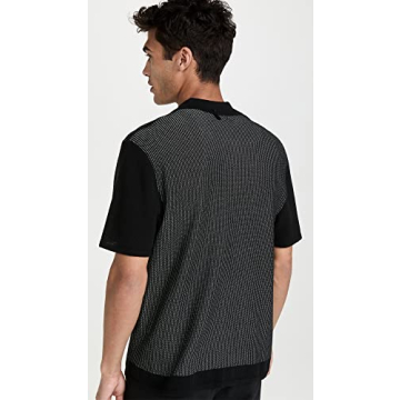 rag & bone Men's Harvey Knit Camp Shirt in Black/White