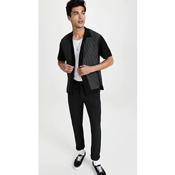rag & bone Men's Harvey Knit Camp Shirt in Black/White