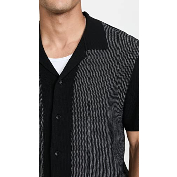 rag & bone Men's Harvey Knit Camp Shirt in Black/White