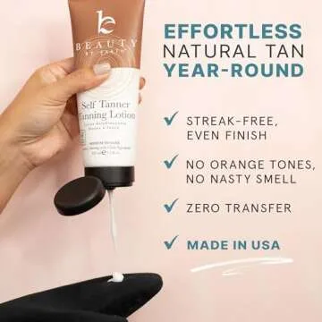 Tanning Lotion Self Tanner Kit - USA Made with Organic & Natural Ingredients, Self Tanning Lotion Face Tanner & Application Kit, Non Toxic Gradual Tan, Sunless Tan for Women & Men