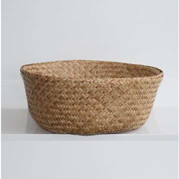 Medium Woven Seagrass Belly Basket for Stylish Storage