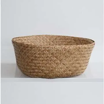 Medium Woven Seagrass Belly Basket for Stylish Storage